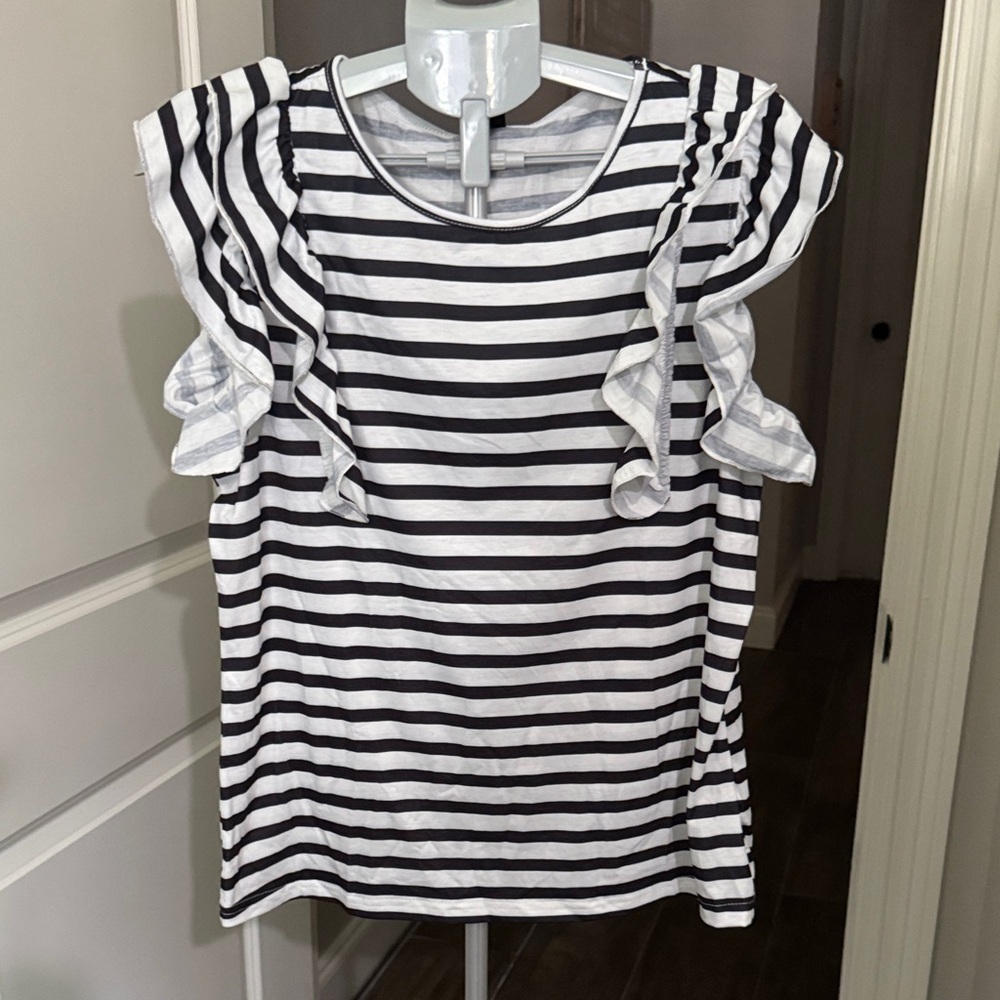 SHEIN Gray and White Striped Top